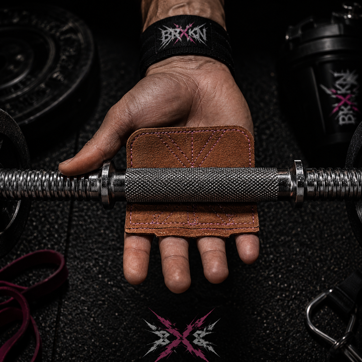 BRXKN Guantes de Entrenamiento – Agarre de Cuero para Levantamiento de Pesas, Dominadas y Gym