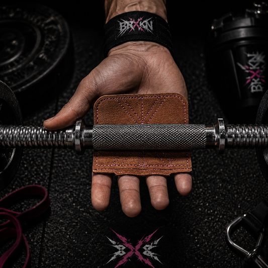 BRXKN Guantes de Entrenamiento – Agarre de Cuero para Levantamiento de Pesas, Dominadas y Gym