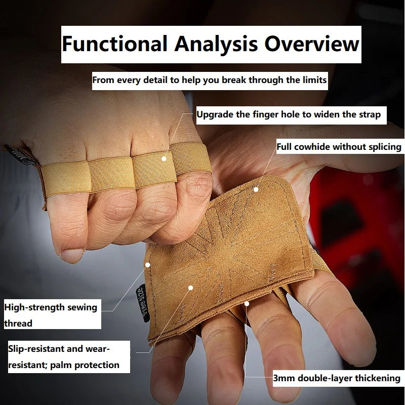 BRXKN Guantes de Entrenamiento – Agarre de Cuero para Levantamiento de Pesas, Dominadas y Gym